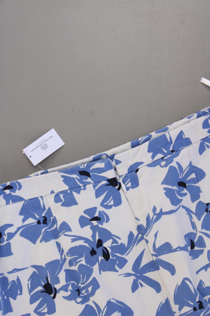 More&More Bleistiftrock Gr. 38 mit Blumenmuster blau aus Baumwolle