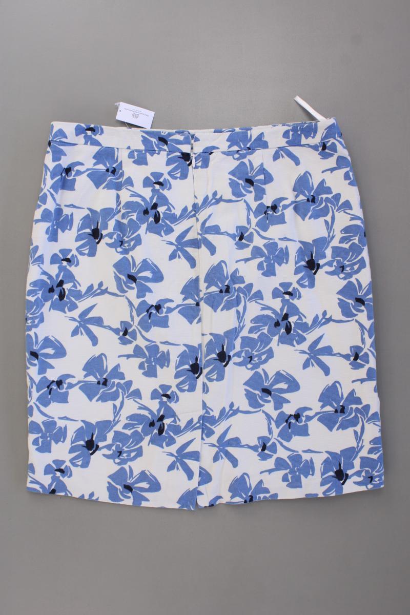 More&More Bleistiftrock Gr. 38 mit Blumenmuster blau aus Baumwolle