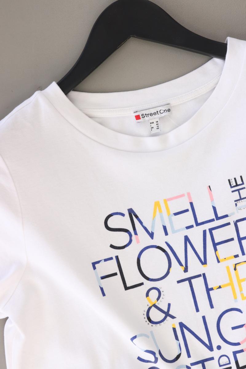 Street One Printshirt Gr. 38 Kurzarm weiß aus Baumwolle