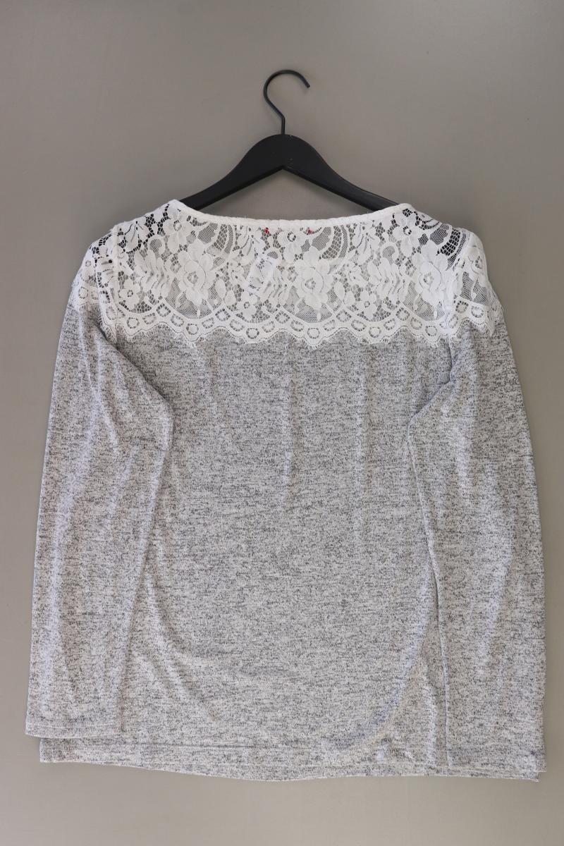 s.Oliver Shirt mit Spitze Gr. 44 Langarm grau aus Viskose