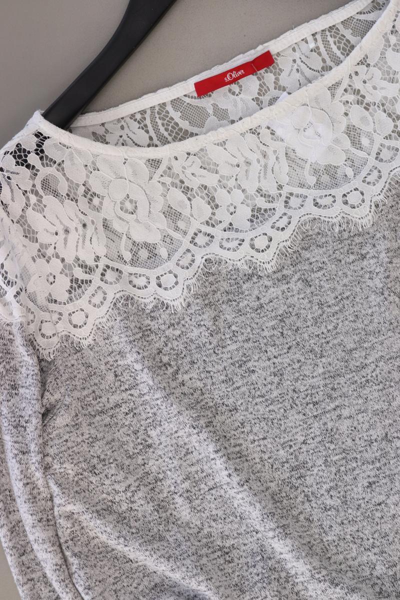 s.Oliver Shirt mit Spitze Gr. 44 Langarm grau aus Viskose
