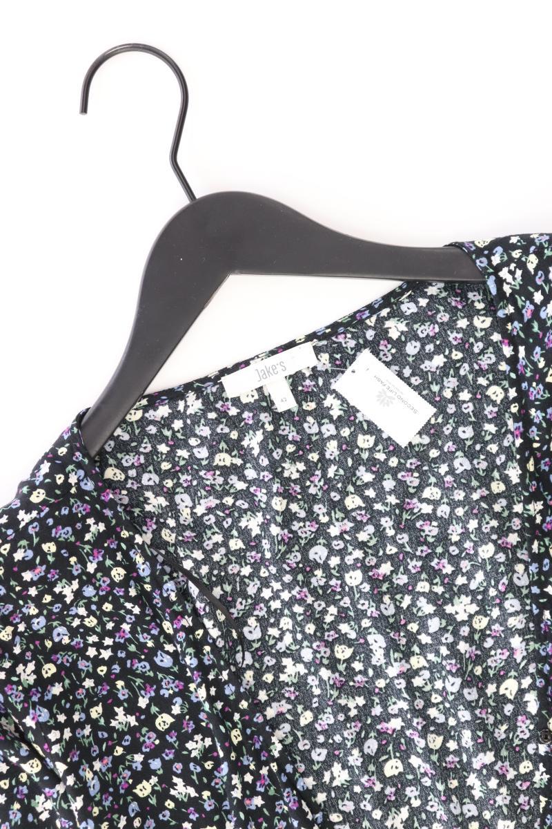 Jake*s Wickelkleid Gr. 42 mit Blumenmuster Kurzarm schwarz