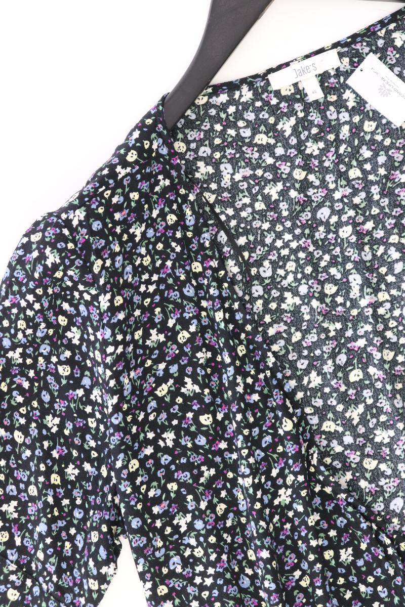 Jake*s Wickelkleid Gr. 42 mit Blumenmuster Kurzarm schwarz