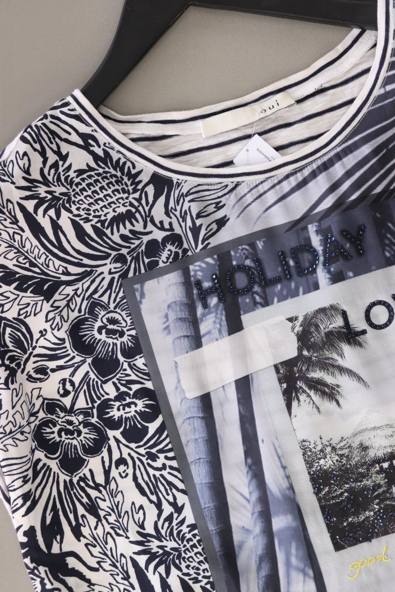 Oui Kurzarmbluse Gr. 34 blau aus Baumwolle