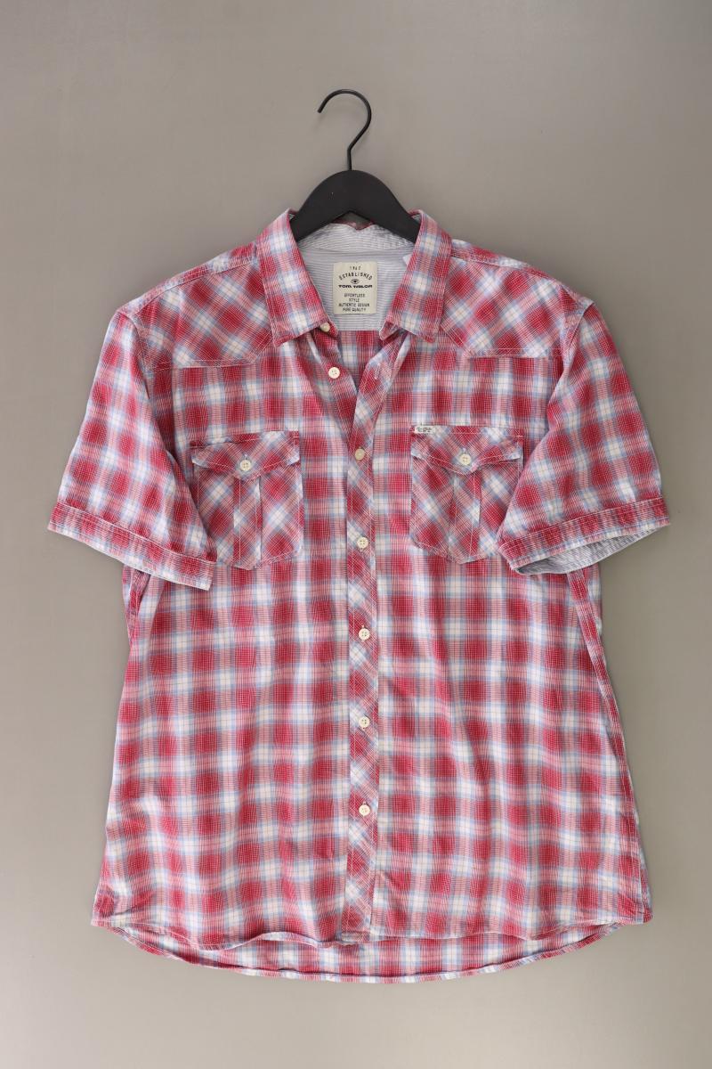 Tom Tailor Karohemd für Herren Gr. XXL kariert Kurzarm rot aus Baumwolle