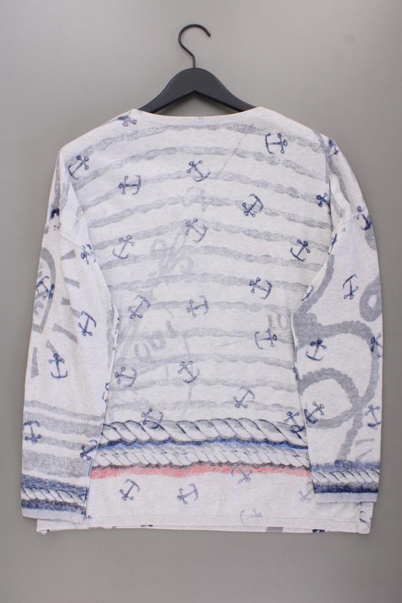Oui Pullover mit Ankermuster Gr. 44 neuwertig grau aus Baumwolle