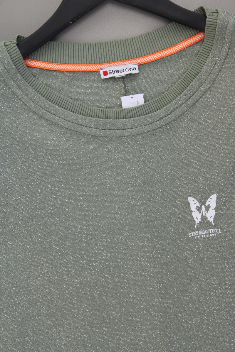 Street One T-Shirt Gr. 46 Kurzarm mit Glitzer grün