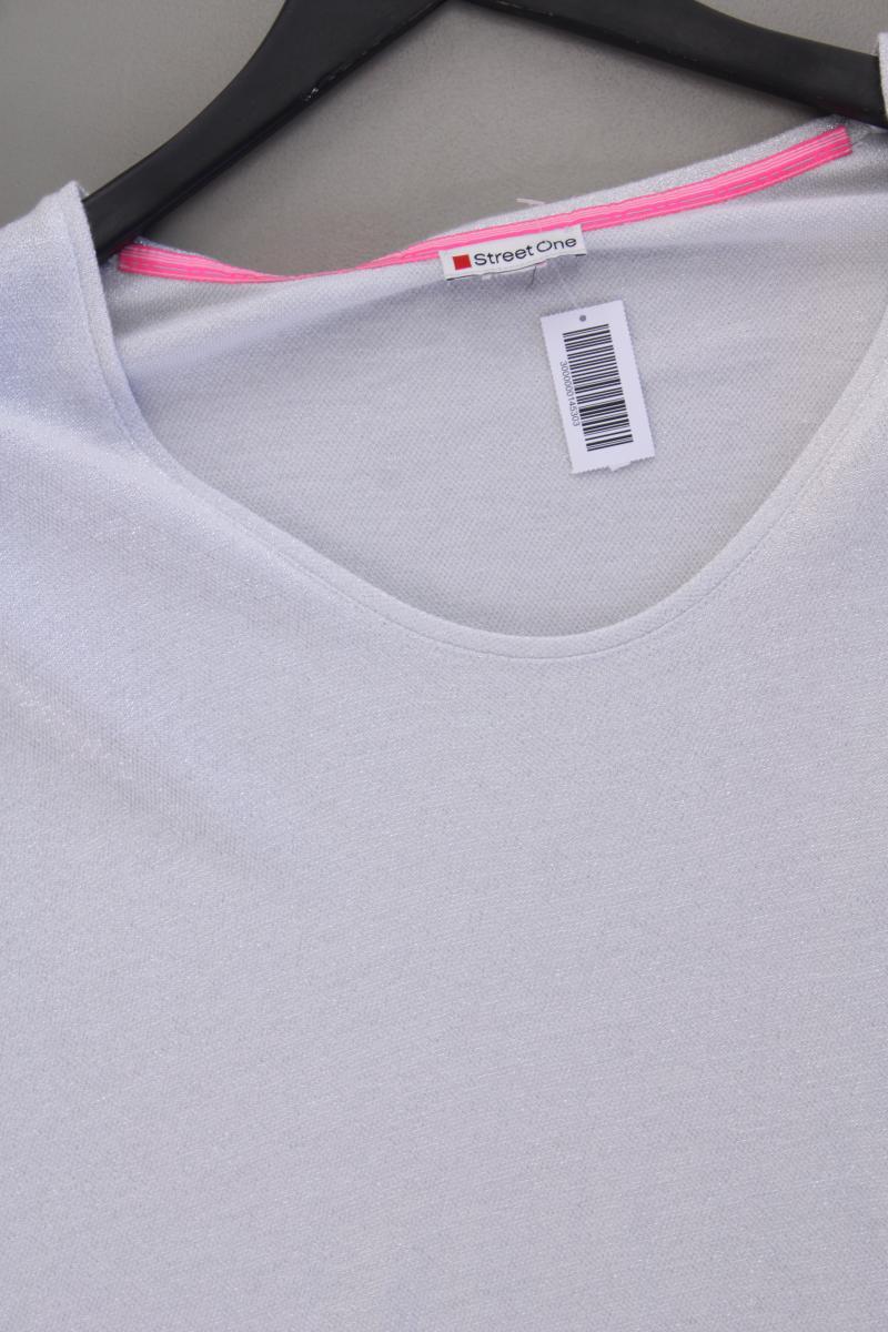 Street One T-Shirt Gr. 46 Kurzarm mit Glitzer silber