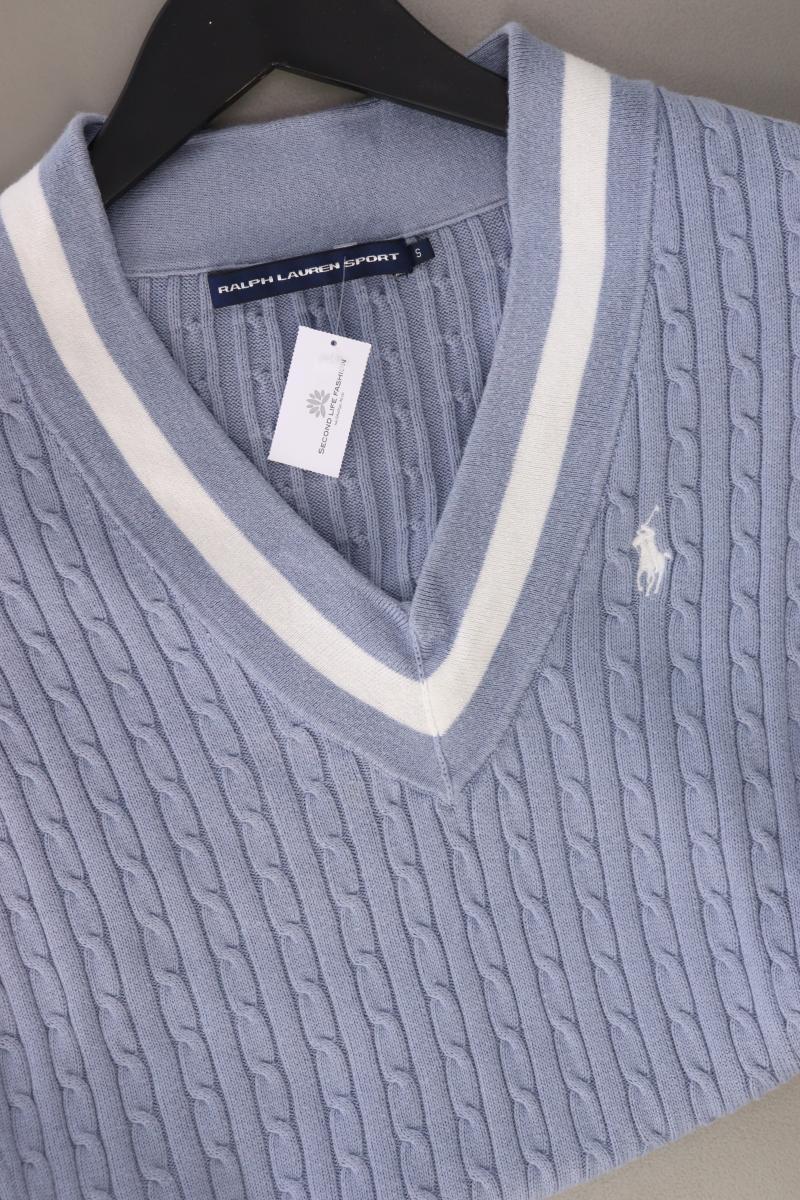 Ralph Lauren Sport Shirt mit V-Ausschnitt Gr. S Kurzarm Vintage blau