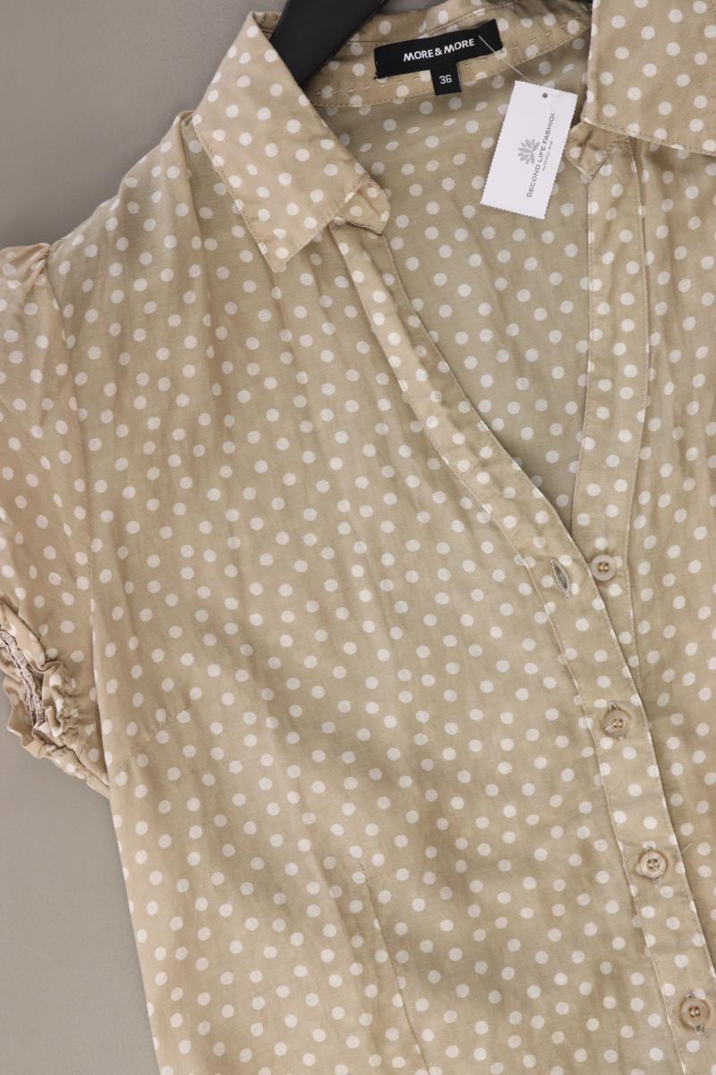More&More Bluse mit Seide Gr. 36 gepunktet Kurzarm creme aus Baumwolle