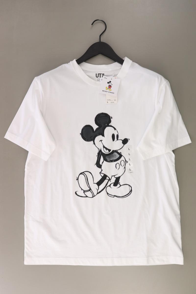 Uniqlo Mickey Mouse Shirt für Herren Gr. L neu mit Etikett Kurzarm weiß