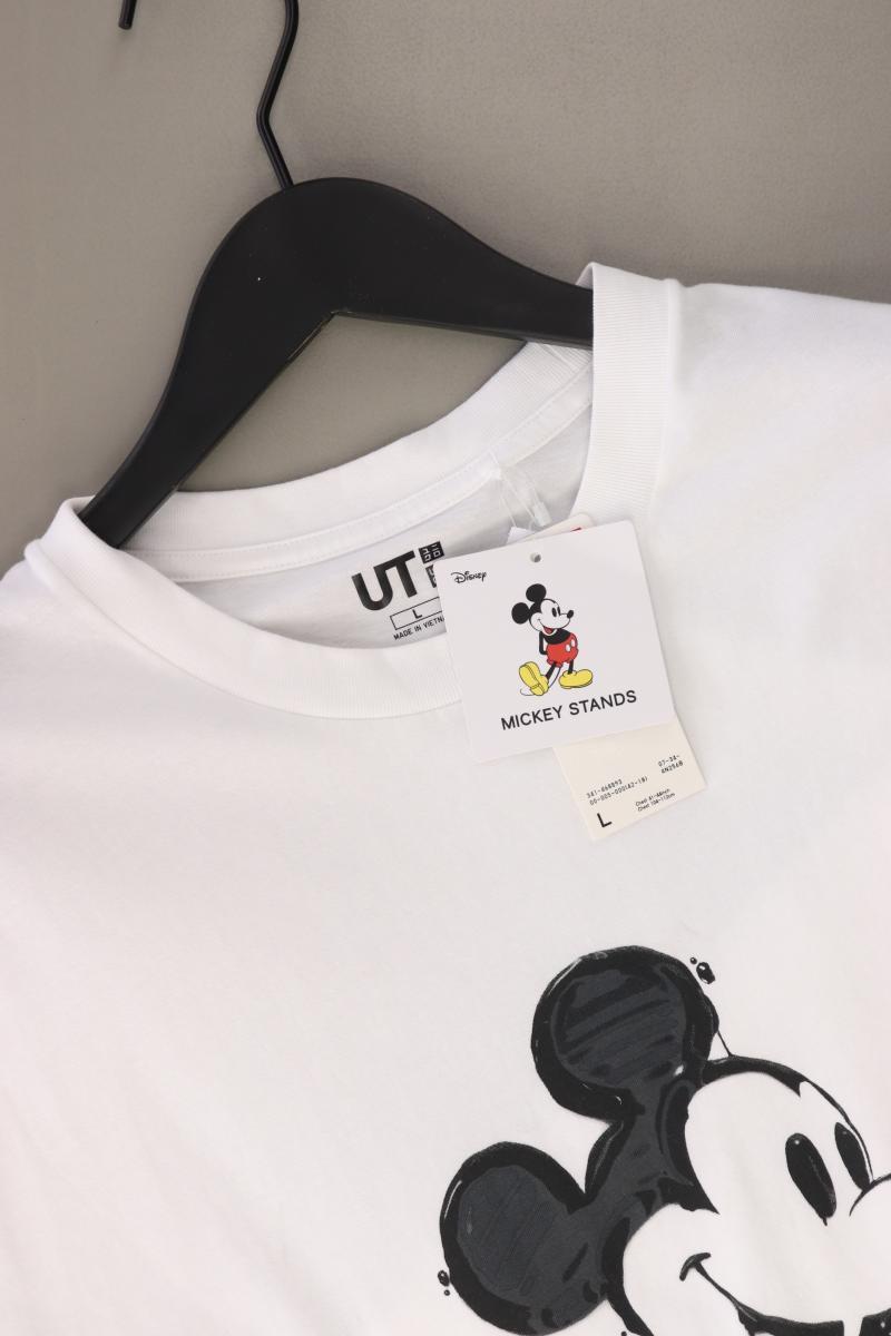 Uniqlo Mickey Mouse Shirt für Herren Gr. L neu mit Etikett Kurzarm weiß