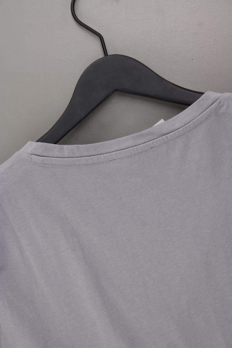 Zara Shirt mit V-Ausschnitt Gr. L neu mit Etikett Kurzarm grau aus Baumwolle