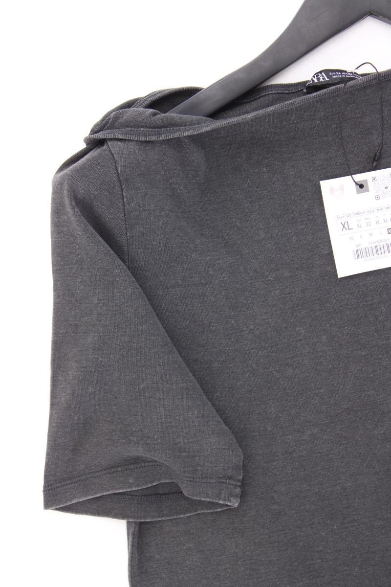 Zara T-Shirt Gr. XL neu mit Etikett Kurzarm grau aus Baumwolle