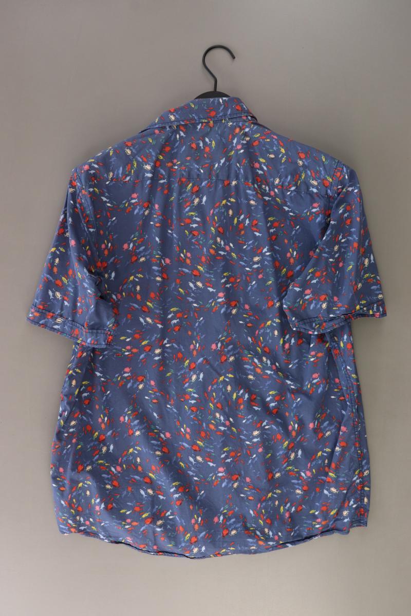 Casa Moda Hemnd mit Fischmuster für Herren Gr. L mit Tierdruck Kurzarm blau