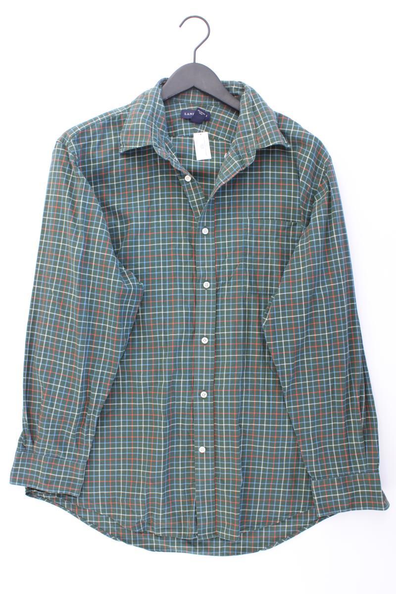 Lands' End Langarmhemd für Herren Gr. Hemdgröße 43 geometrisches Muster grün