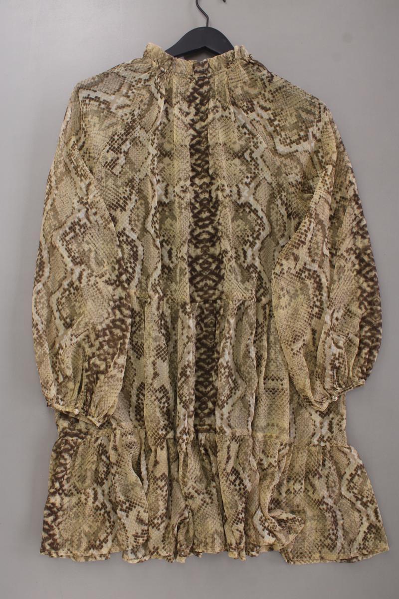 H&M Chiffonkleid Gr. 38 mit Tierdruck Langarm braun aus Polyester