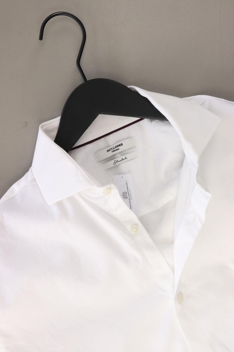 Jack & Jones Langarmhemd für Herren Gr. M weiß aus Baumwolle