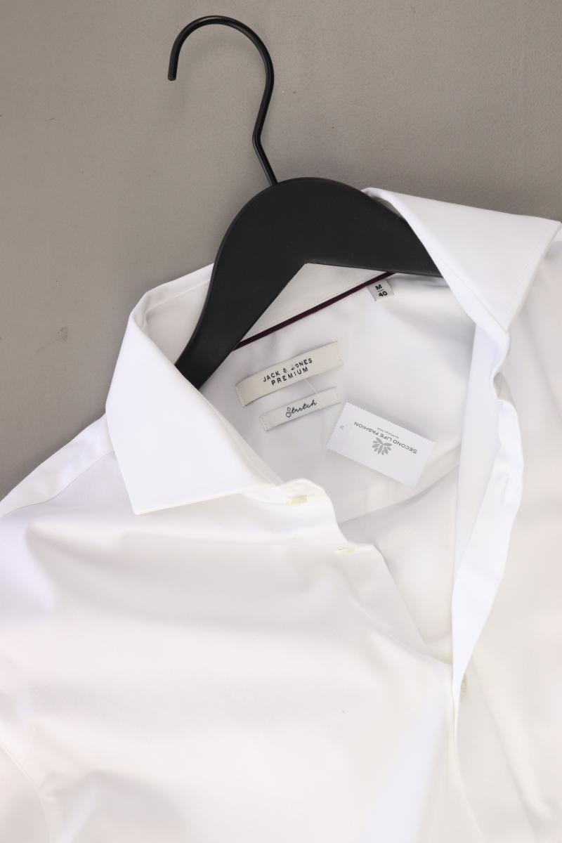 Jack & Jones Langarmhemd für Herren Gr. M weiß aus Baumwolle
