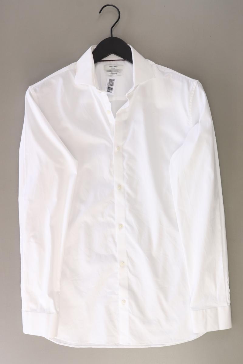 Jack & Jones Langarmhemd für Herren Gr. M weiß aus Baumwolle