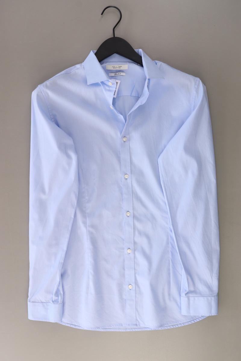 Jack & Jones Langarmhemd für Herren Gr. M blau aus Baumwolle