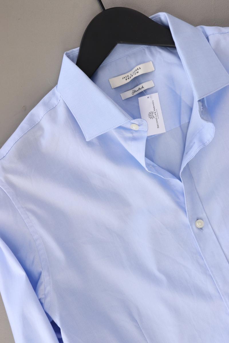 Jack & Jones Langarmhemd für Herren Gr. M blau aus Baumwolle