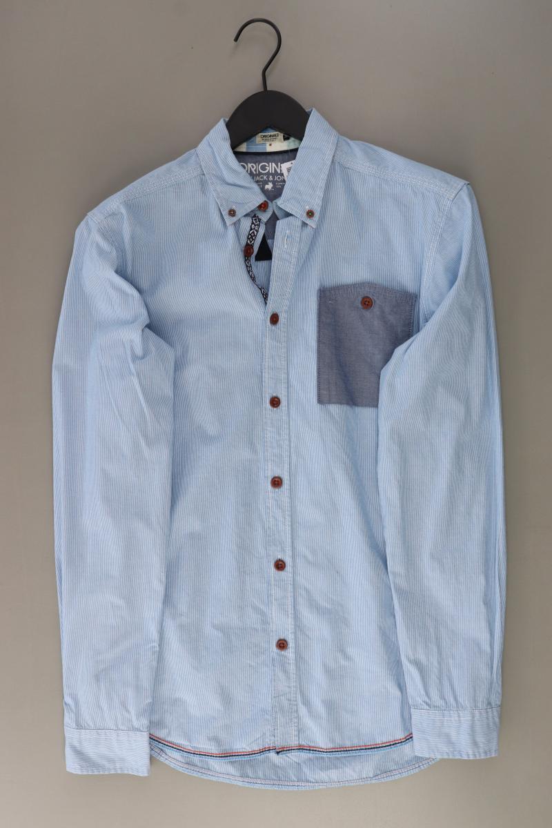 Jack & Jones Langarmhemd für Herren Gr. M blau aus Baumwolle