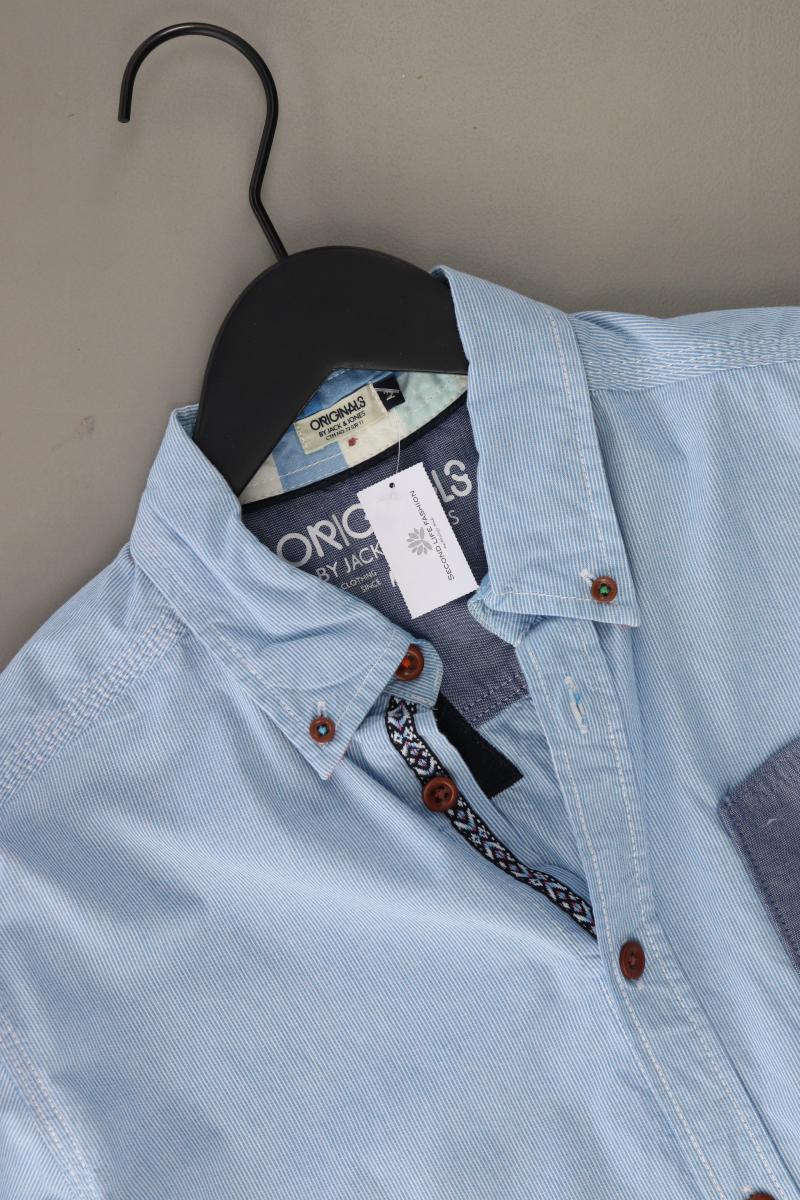 Jack & Jones Langarmhemd für Herren Gr. M blau aus Baumwolle