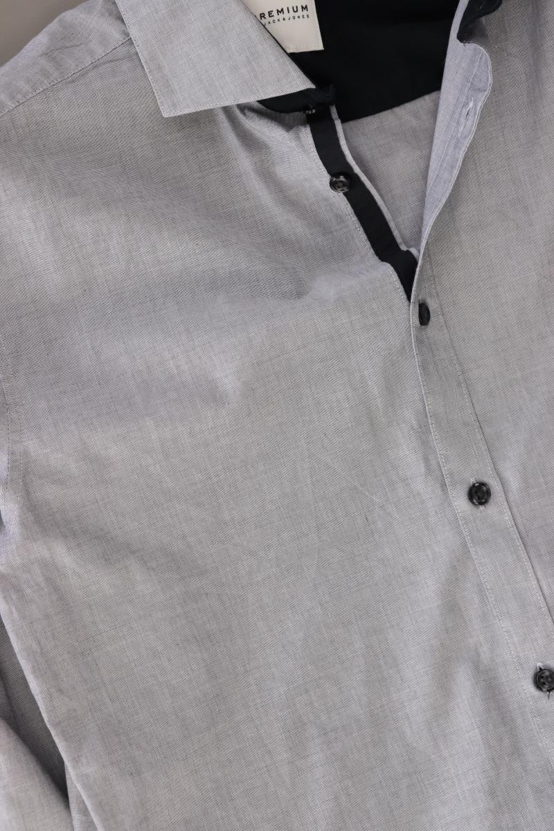 Jack & Jones Langarmhemd für Herren Gr. M grau aus Baumwolle