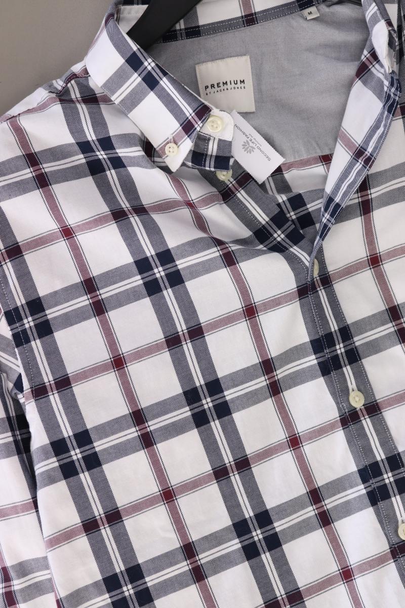Jack & Jones Karohemd für Herren Gr. M kariert Langarm weiß aus Baumwolle