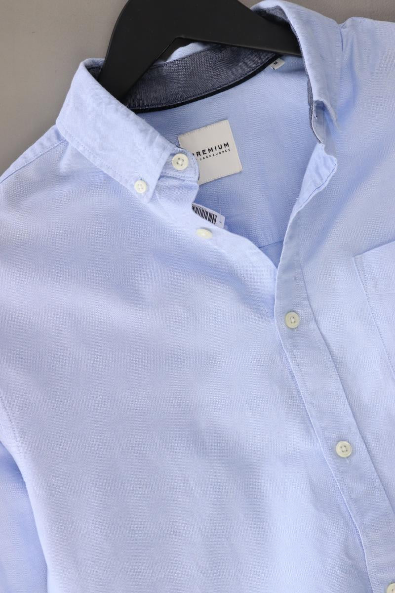 Jack & Jones Langarmhemd für Herren Gr. M blau aus Baumwolle