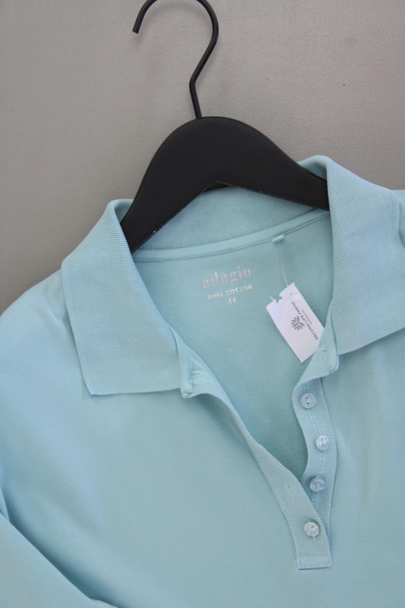 Adagio Poloshirt Gr. 44 neuwertig 3/4 Ärmel blau aus Baumwolle