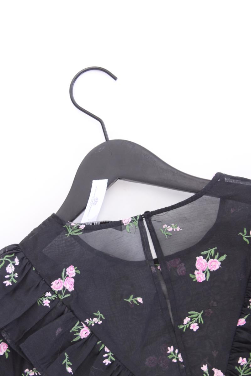 Zara Classic Bluse Gr. M mit Blumenmuster 3/4 Ärmel schwarz aus Polyester