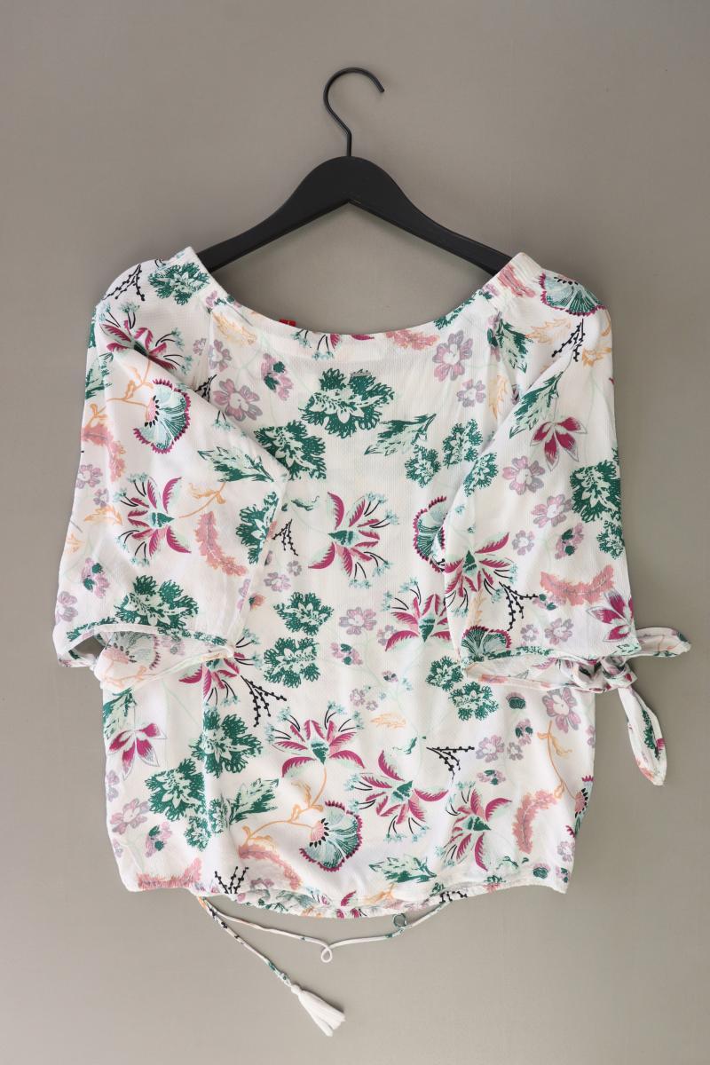s.Oliver Regular Bluse Gr. 36 mit Blumenmuster 3/4 Ärmel weiß aus Baumwolle