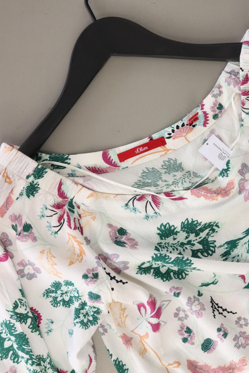 s.Oliver Regular Bluse Gr. 36 mit Blumenmuster 3/4 Ärmel weiß aus Baumwolle