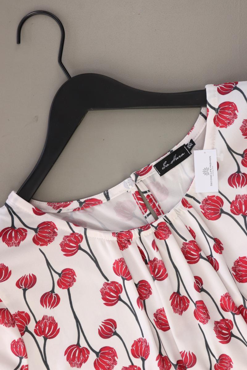 Sa.hara Bluse Gr. XXL mit Blumenmuster Kurzarm rot