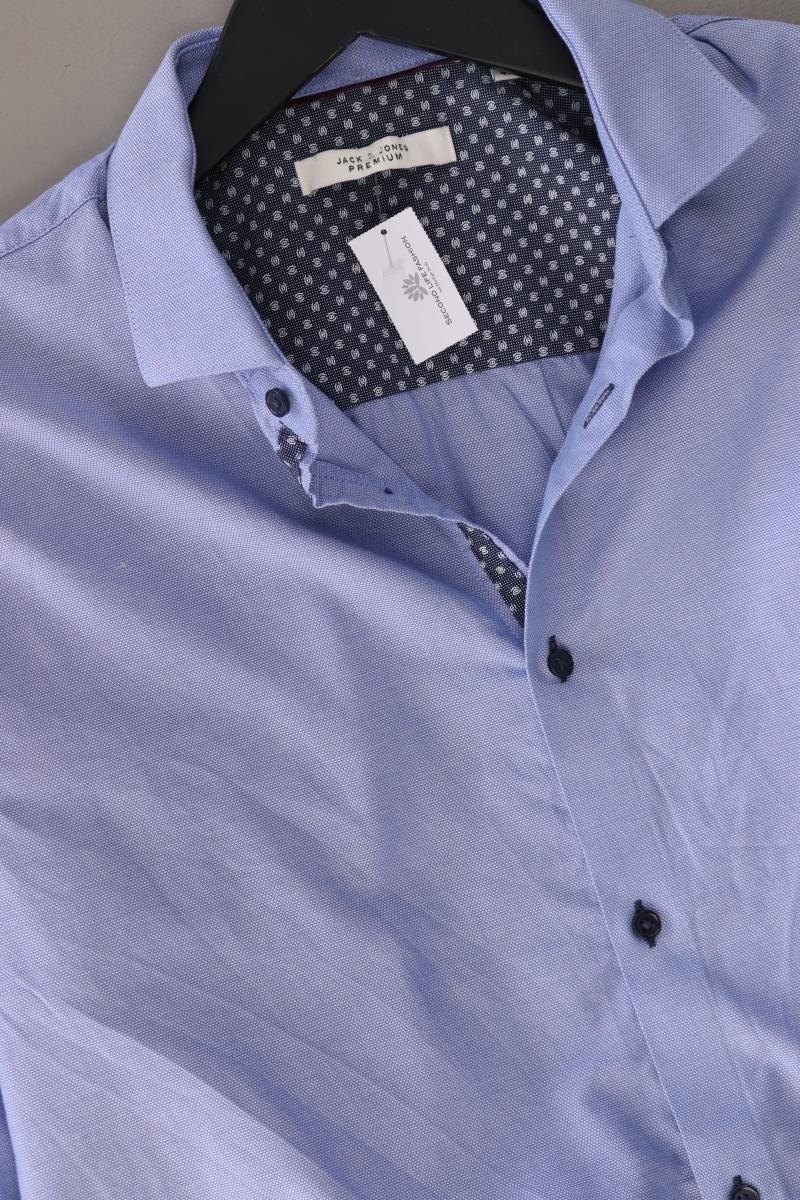 Jack & Jones Langarmhemd für Herren Gr. M blau aus Baumwolle