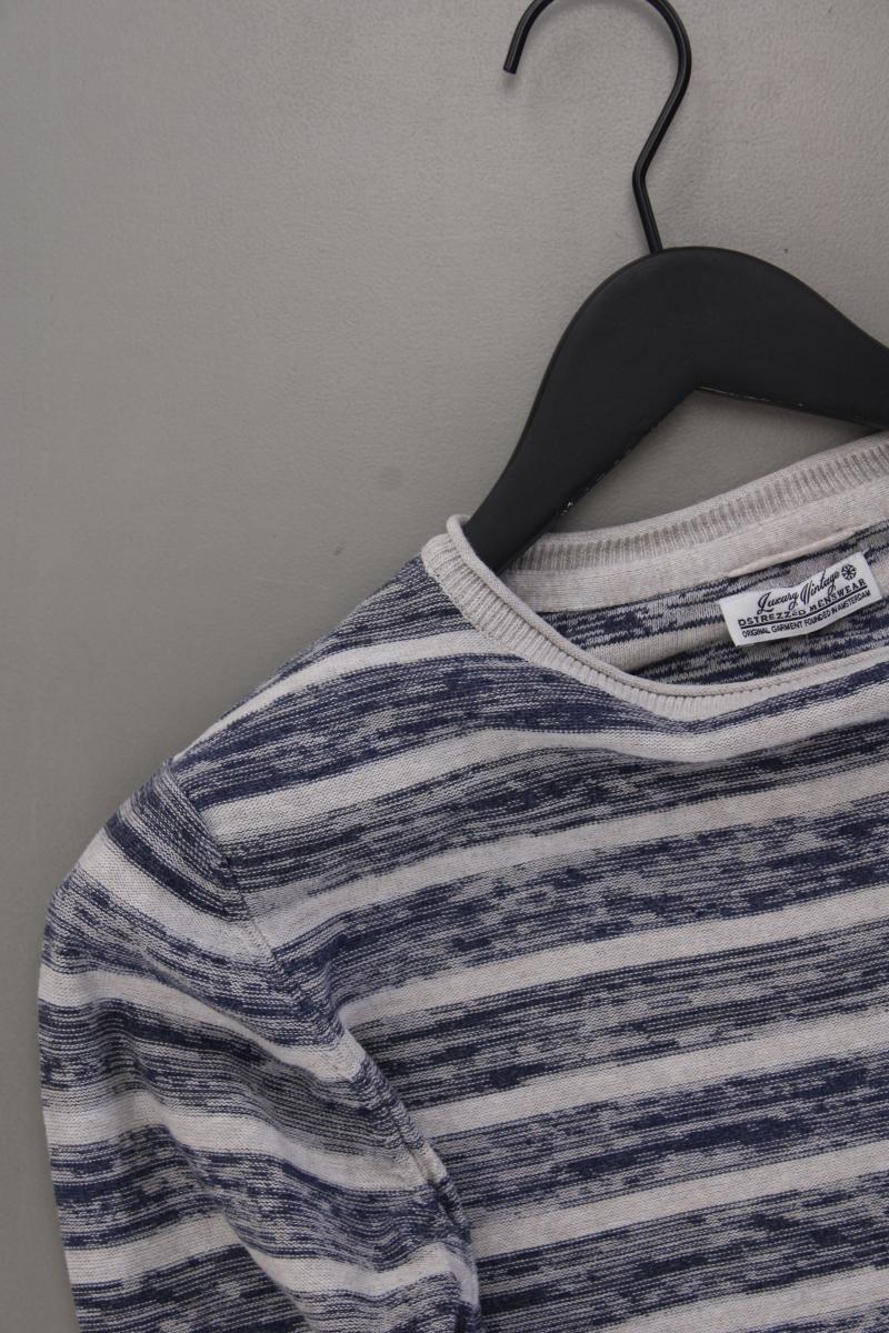 DSTREZZED Feinstrickpullover für Herren Gr. S gestreift blau aus Baumwolle