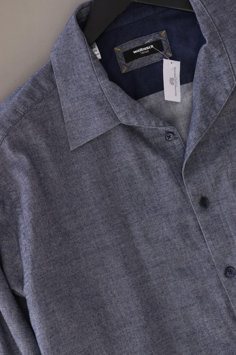 Walbusch Langarmhemd für Herren Gr. Hemdgröße 43/44 blau aus Baumwolle