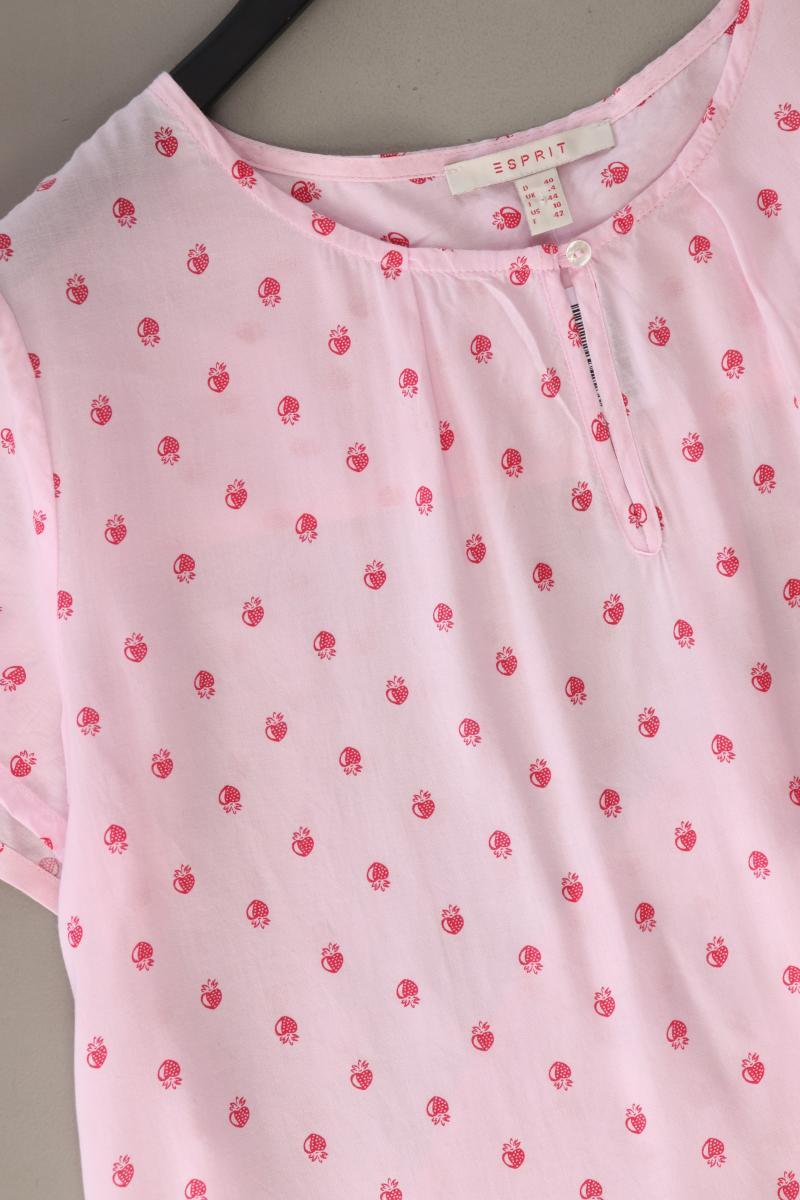 Esprit Bluse mit Erdbeermuster Gr. 40 Kurzarm rosa aus Viskose