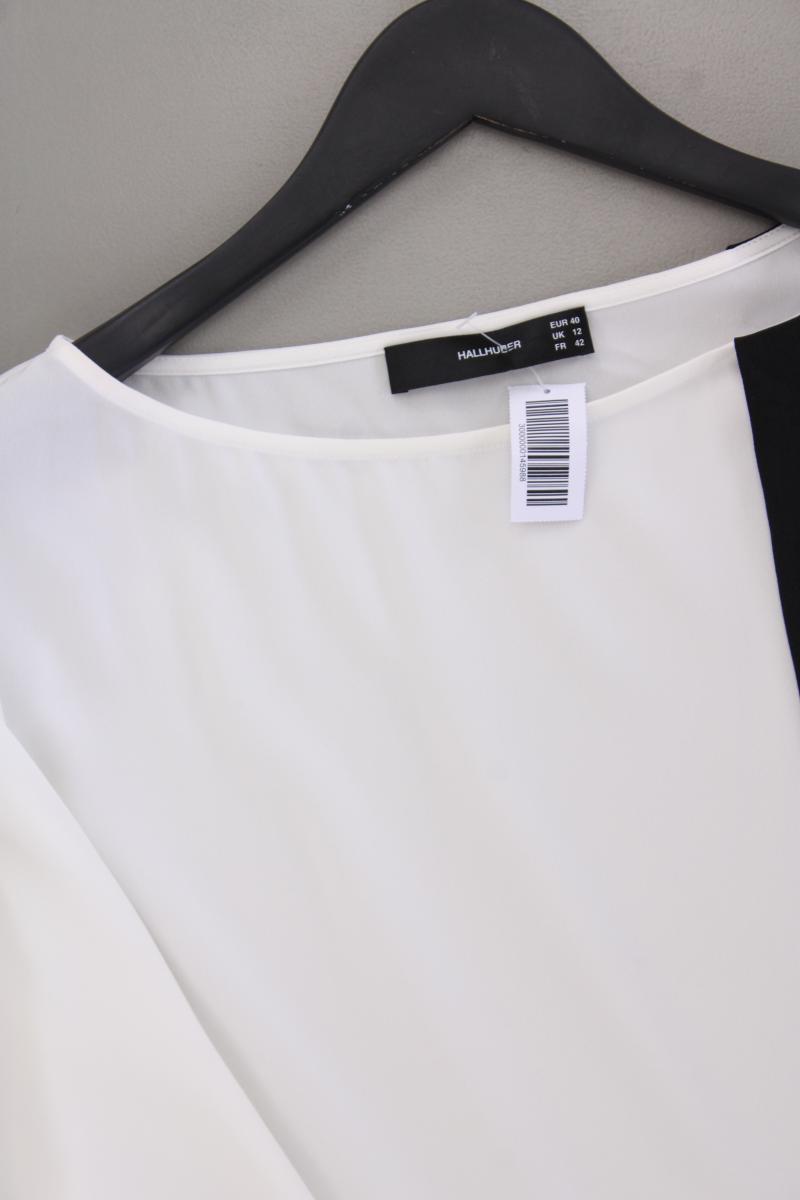 Hallhuber Classic Bluse Gr. 40 neuwertig 3/4 Ärmel weiß aus Polyester
