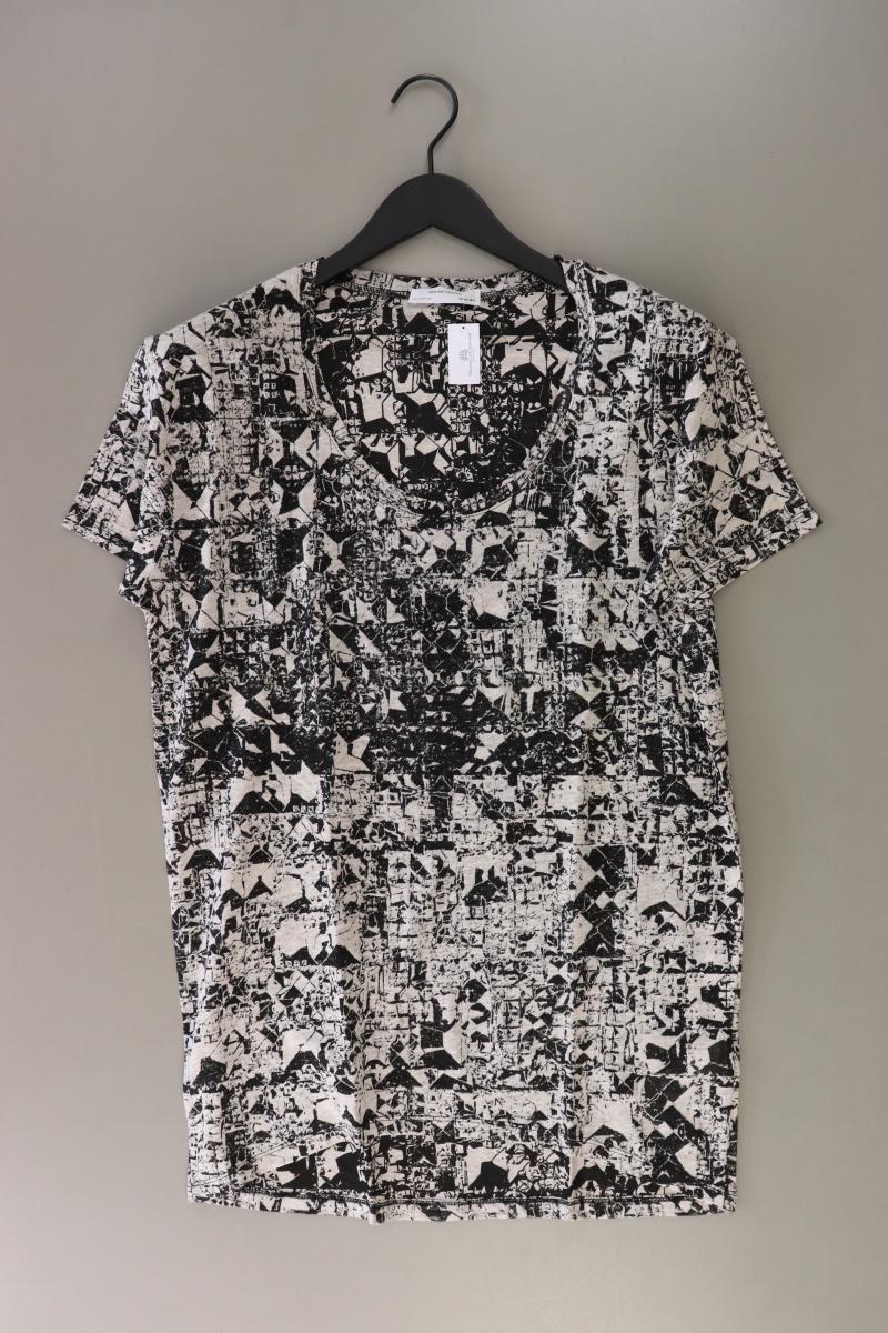 Zara Printshirt Gr. L Kurzarm grau aus Leinen