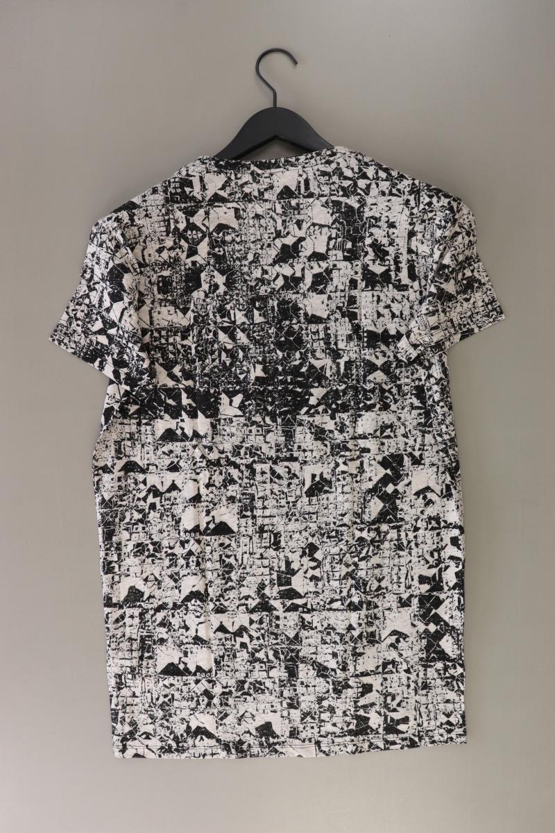 Zara Printshirt Gr. L Kurzarm grau aus Leinen