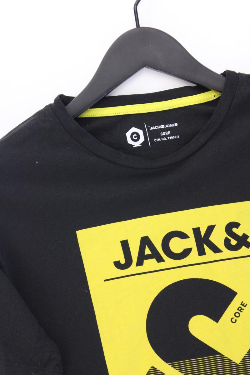 Jack & Jones Printshirt für Herren Gr. L Kurzarm schwarz aus Baumwolle