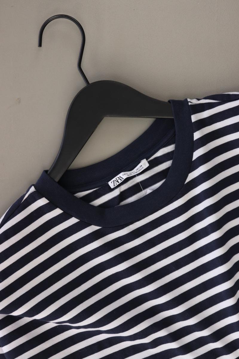 Zara Ringelshirt Gr. L gestreift Kurzarm blau aus Baumwolle