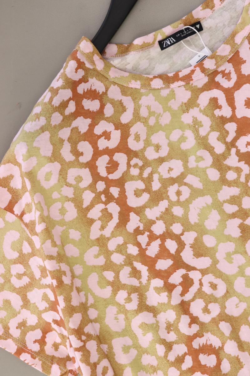 Zara Printshirt Gr. L mit Tierdruck neuwertig Kurzarm mehrfarbig aus Baumwolle