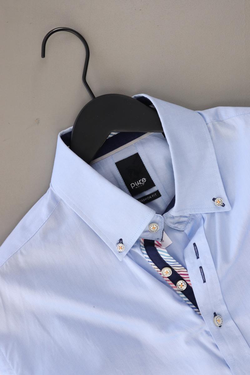 Pure Hatico Langarmhemd für Herren Gr. XL blau aus Baumwolle