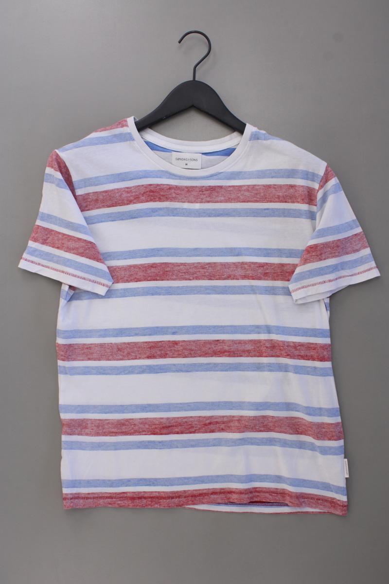 SØNDAG & SONS Shirt für Herren Gr. M gestreift Kurzarm mehrfarbig aus Baumwolle