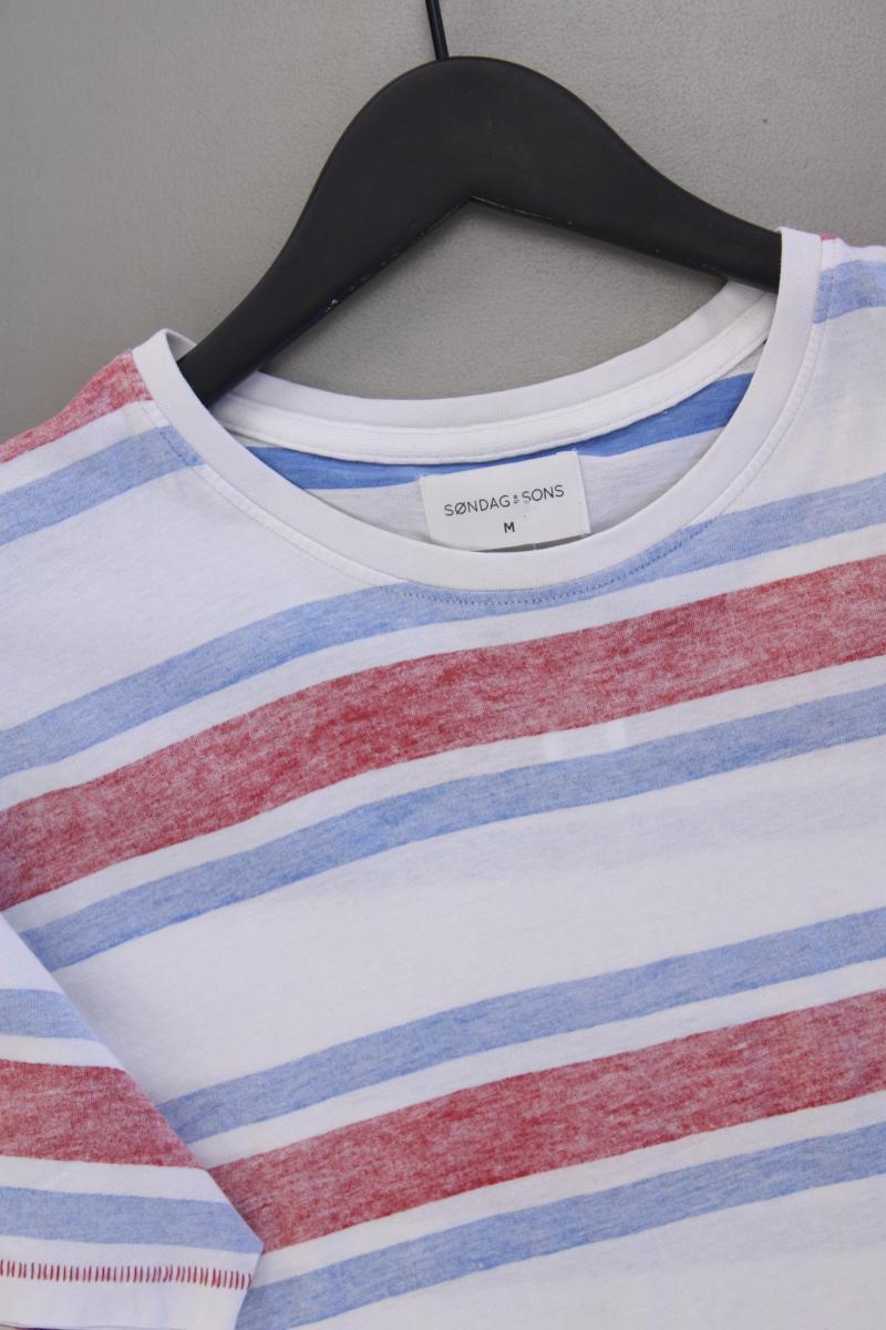 SØNDAG & SONS Shirt für Herren Gr. M gestreift Kurzarm mehrfarbig aus Baumwolle