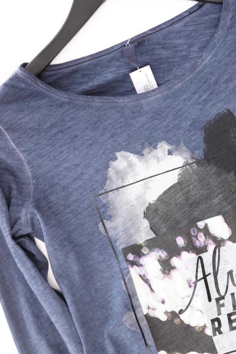 QS by s.Oliver Printshirt Gr. S Langarm blau aus Baumwolle